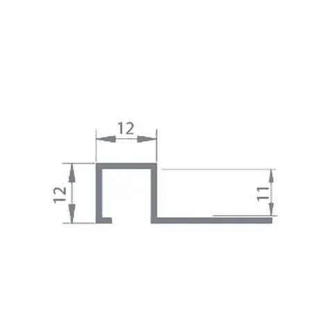 زوايا وفواصل وبروفيلات 16 · بروفايل U استانلس 12 × 12 مم، سُمك 0.8 مم، طول 280 سم – Silver