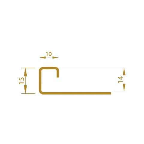 زوايا وفواصل وبروفيلات 19 · بروفايل حرف C استانلس 10 × 15 مم، سُمك 1 مم، طول 280 سم – Gold