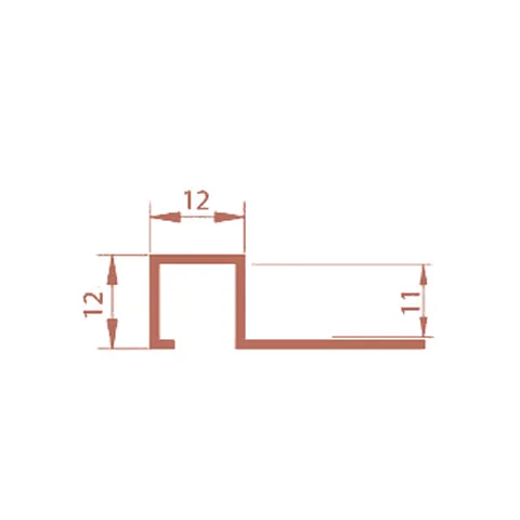 زوايا وفواصل وبروفيلات 29 · بروفايل U استانلس 12 × 12 مم، سُمك 0.8 مم، طول 280 سم – Rose Gold