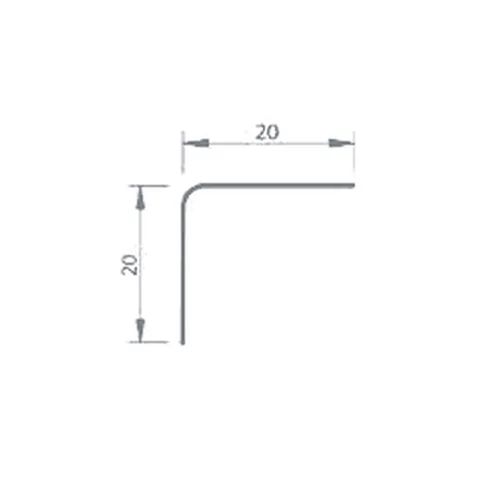 زوايا وفواصل وبروفيلات L01 - L02 - L03 · زاوية L استانلس 20 × 20 مم، سُمك 0.6 مم، طول 250 سم – Silver / Gold / Rose Gold